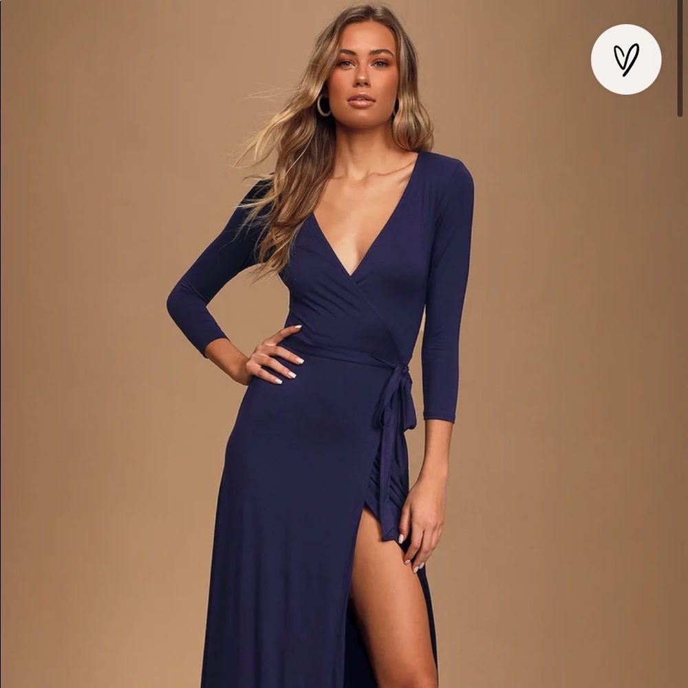 Garden District Navy Blue Wrap Maxi Dress